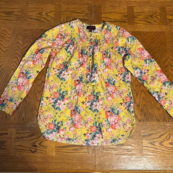 J. Crew Liberty Fabric Magical Bouquet Classic Popover Top in Yellow Floral Sz 0 - Picture 3 of 14
